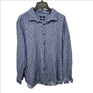 Hugo Boss Linen Geometric Print Long Sleeve Button-down Shirt